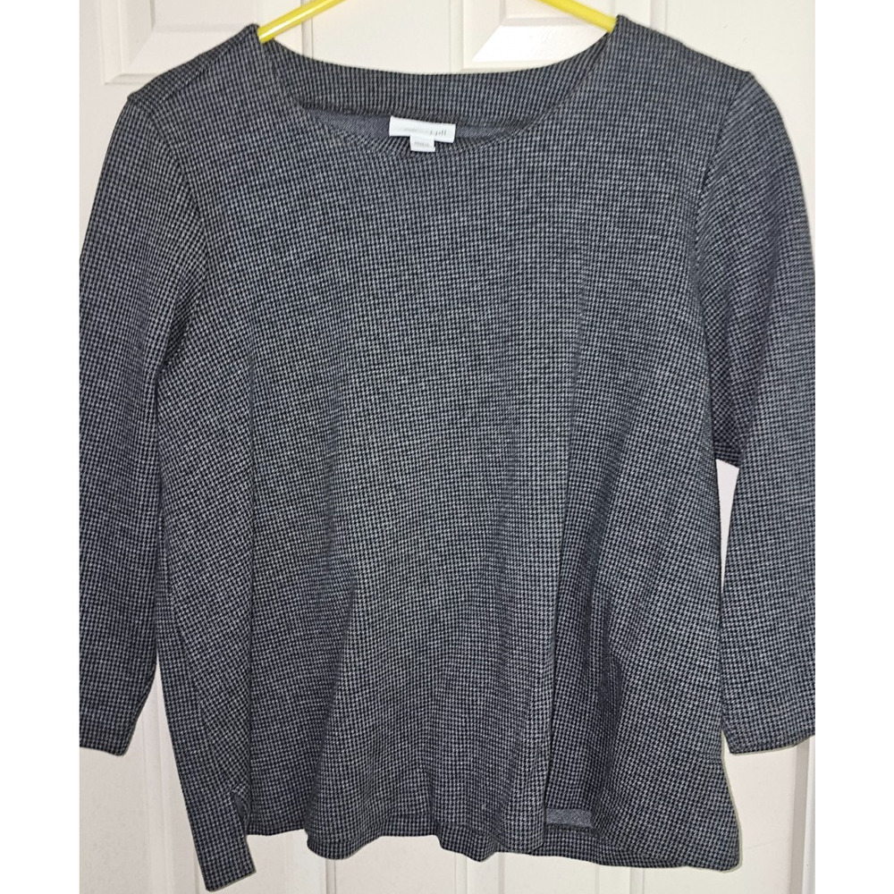 J. Jill M Petite Pante Line - Black and Gray Houndstooth check pullover